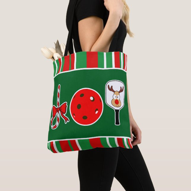 Bolsa Tote Joy Papais noeis de Natal Verde e Vermelho (Close Up)