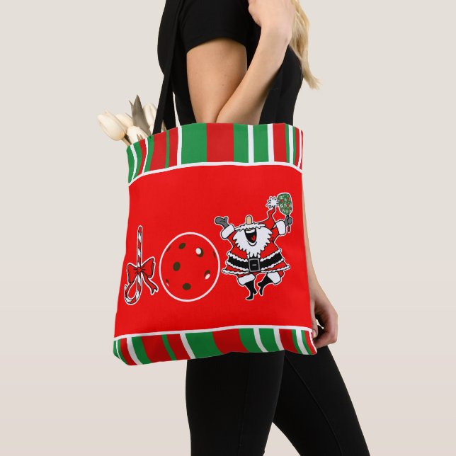Bolsa Tote Joy Papais noeis de Natal Vermelho e Verde (Close Up)