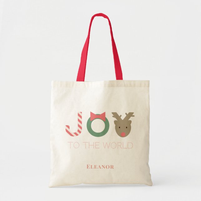 Bolsa Tote JOY Reindeer Natal (Frente)