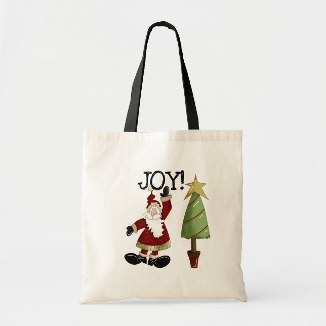 Bolsa Tote JOY Santa Claus T-shirts e presentes (Frente)