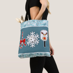 Bolsa Tote Joy Snowflake Blue e White no Natal