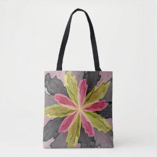 Bolsa Tote Joy, verde rosa, Antracite Fantasia Flor Fractal