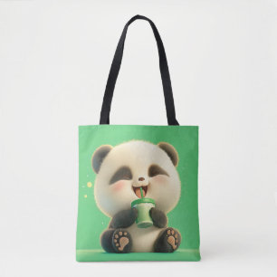 Bolsa Tote Joyful Panda Sipping Tea