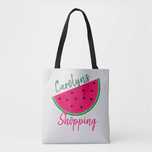 Bolsa Tote Juicy Watermelon, Comprando, Seu Nome (Frente)