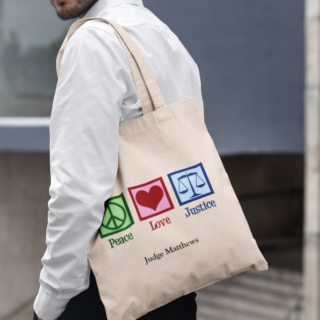 Bolsa Tote Juiz Personalizado ou Juiz do Peace Love Justice (Criador carregado)