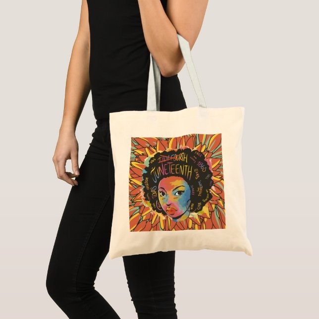 Bolsa Tote Juneteenth Sunflower - Dia da Liberdade Negra 1865 (Frente (produto))