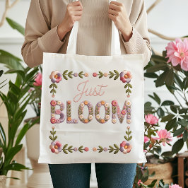 Bolsa Tote Just Bloom Faux Embroidery Floral Boho Cottagecore