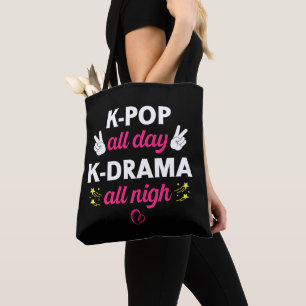 Bolsa Tote K-Pop O Dia Todo K-Drama A Noite Toda, Música Core