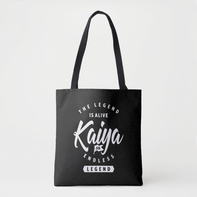 Bolsa Tote Kaiya Nome Personalizado Presente de Aniversário (Frente)