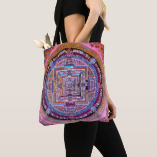 Bolsa Tote Kalachakra Sera Mandala budista a rosa