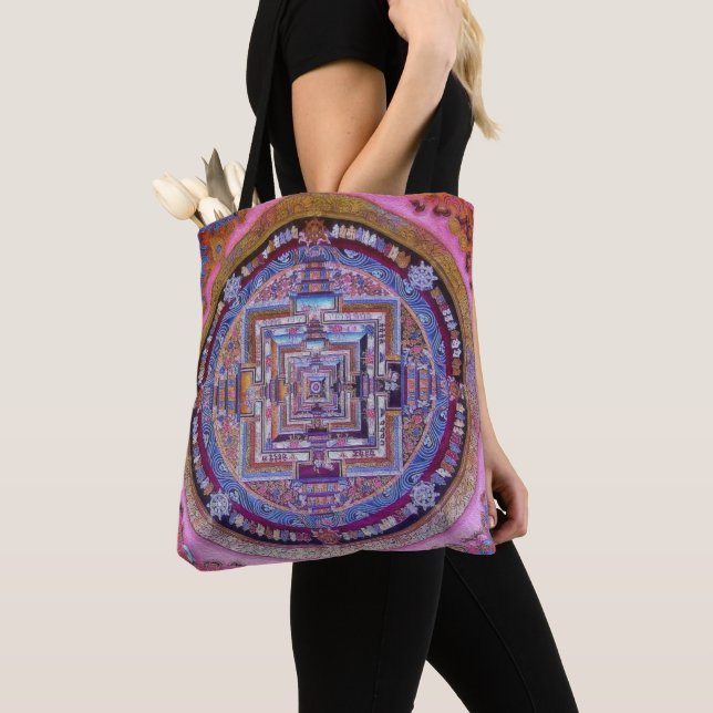 Bolsa Tote Kalachakra Sera Mandala budista a rosa (Close Up)