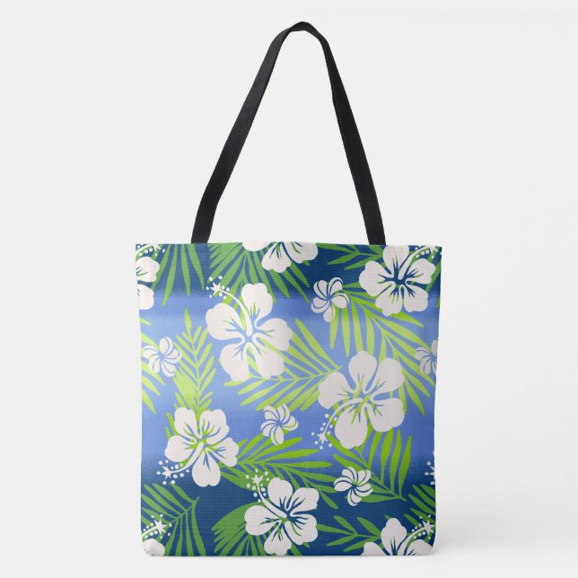 Bolsa Tote Kalani Tie Dye Blend Tropical Hibiscus - Azul (Frente)