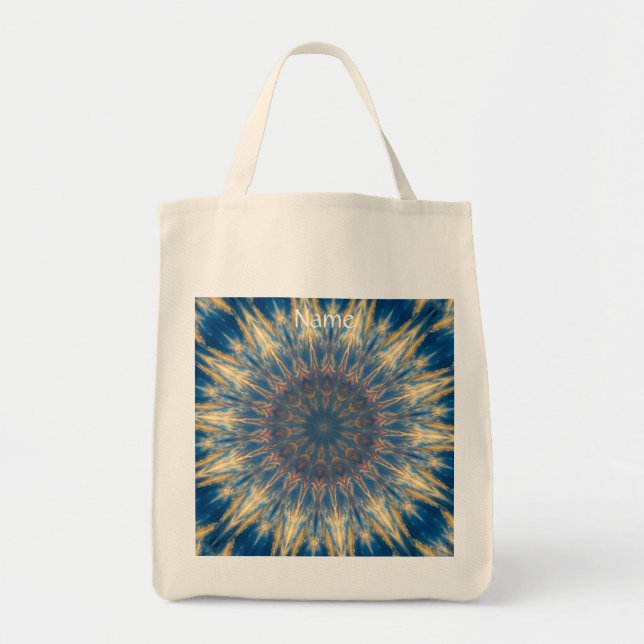 Bolsa Tote Kaleidoscópio Blue Chakra Thunder_Cove (Frente)