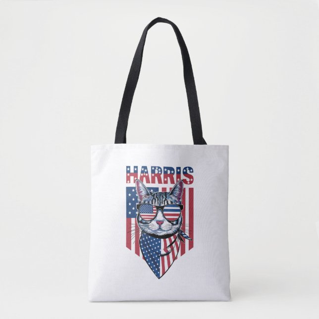 Bolsa Tote Kamala Harris para o Presidente 2024 Gato Engraçad (Frente)