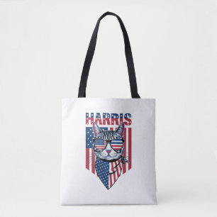 Bolsa Tote Kamala Harris para Presidente 2024 Gato Engraçado