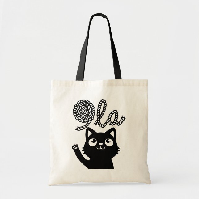 Bolsa Tote Kamala Harris Presidente 2024 Comma La Cat e Yarn (Frente)