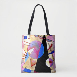 Bolsa Tote Kandinsky - Cubismo Abstrato com Rosa e Azul