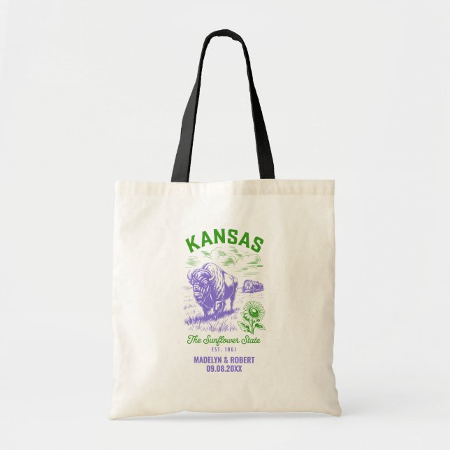 Bolsa Tote Kansas Wedding Welcome Bag, Destination Wedding (Frente)