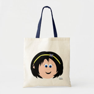 Bolsa Tote Kapskids Face Black Hair Blue Girl