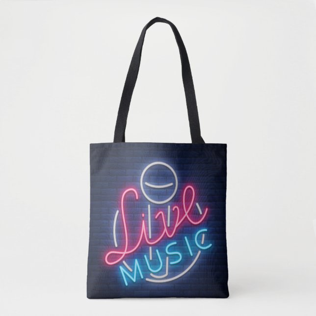 Bolsa Tote Karaoke Neon Lighting Texto Curvo De Arte (Frente)