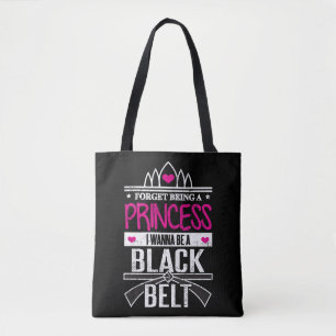Bolsa Tote Karate Girls Esquece Princesa Seja um Cinturão Neg