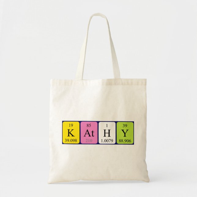 Bolsa Tote Kathy com nome de mesa periódica (Frente)