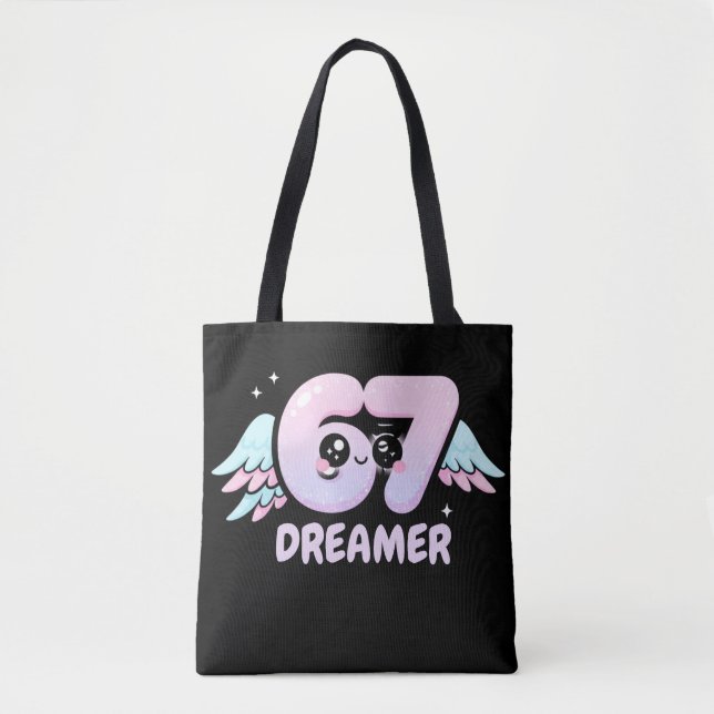 Bolsa Tote Kawaii "67 Dreamer" – Cute Pastel Angel Number  (Frente)