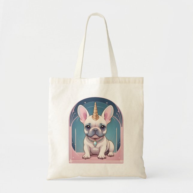Bolsa Tote Kawaii French Bulldog Unicorn Pastel pink (Frente)