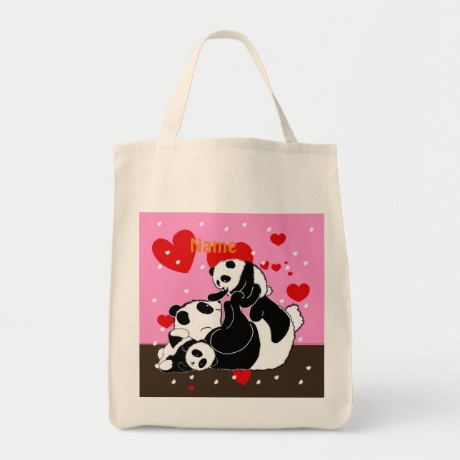 Bolsa Tote Kawaii Panda Bear Cute Engraçado Dons Nomeados (Frente)