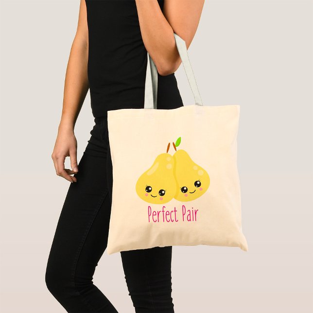 Bolsa Tote Kawaii Pear Casal Perfeito Par Funny Pun (Criador carregado)