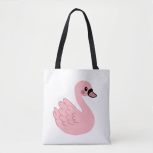 Bolsa Tote Kawaii Pink Swan - Design de Cartoon Animal