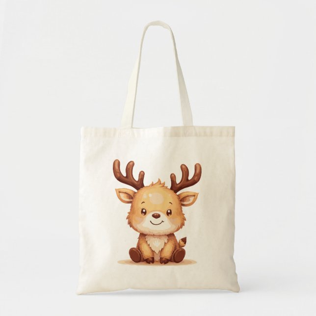 Bolsa Tote Kawaii Reindeer Christmas Holiday Tote Bag (Frente)