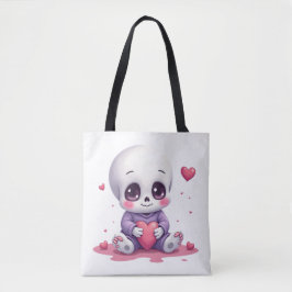 Bolsa Tote Kawaii Skeleton Holding Heart