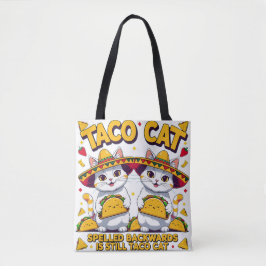 Bolsa Tote Kawaii Taco Cat Palindrome Fiesta Art