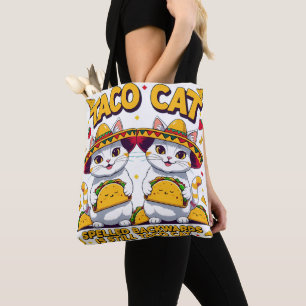 Bolsa Tote Kawaii Taco Cat Palindrome Fiesta Art