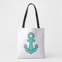 Bolsa Tote Kawaii Turquoise Anchor - Whimsical & Cheerful