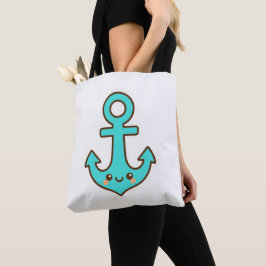 Bolsa Tote Kawaii Turquoise Anchor - Whimsical & Cheerful