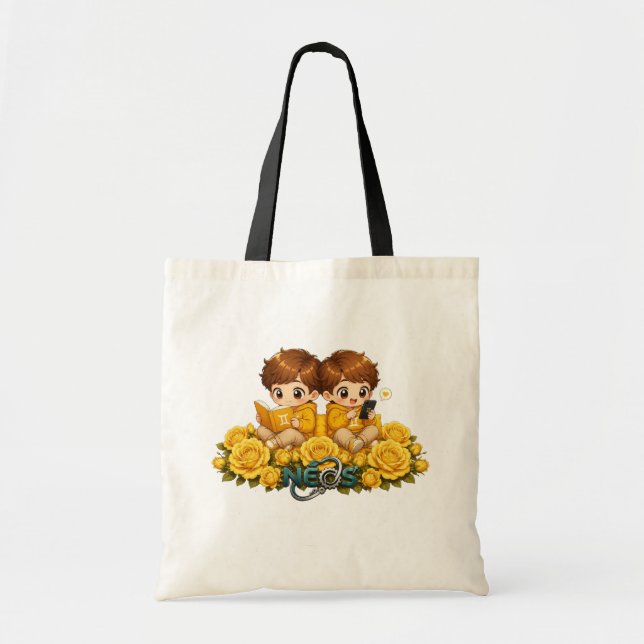 Bolsa Tote Kawaii Zodíaco Neos Gêmeos (Frente)