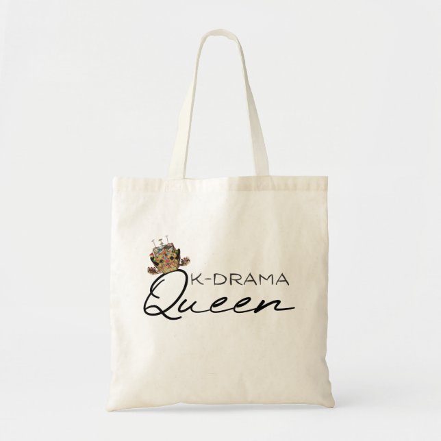 Bolsa Tote KDrama Queen com coroa tradicional coreana (Frente)