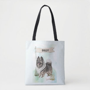 Bolsa Tote Keeshond Aquarela Cachorro Personalizado
