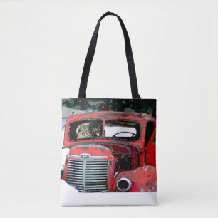 Bolsa Tote Keeshond Christmas Old Truck Painting Art