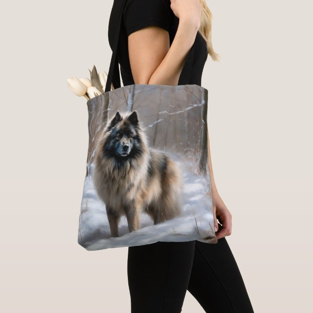 Bolsa Tote Keeshond Deixe Nevar Natal (Close Up)
