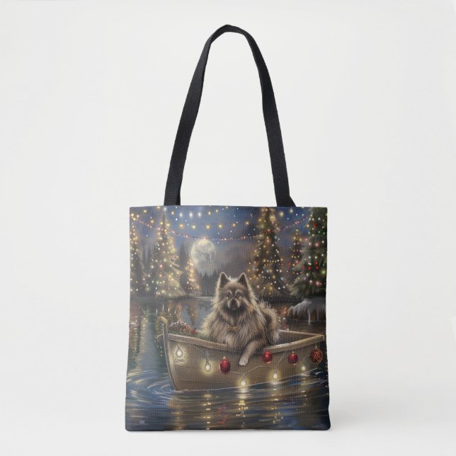 Bolsa Tote Keeshond Natal Festivo Voyage (Frente)