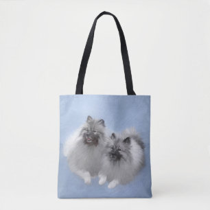 Bolsa Tote Keeshond Pair de Kees pintando Arte Animal Origina