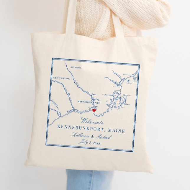 Bolsa Tote Kennebunkport Maine Wedding Bem-vindo (These Kennebunkport Maine Wedding Welcome Tote Bags are perfect "welcome to Maine" gifts)