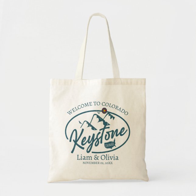Bolsa Tote Keystone Colorado Wedding Welcome Tote Bag (Frente)