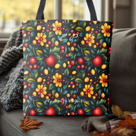 Bolsa Tote Khokhloma Floral tradicional com toque moderno