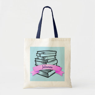 Bolsa Tote Kids Custom Name School/Library Book Toag
