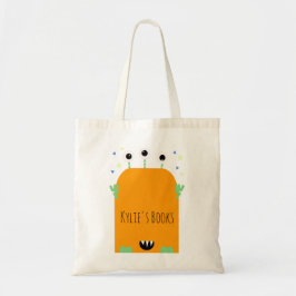 Bolsa Tote Kids Monster Orange Cartoon Library Book Toag