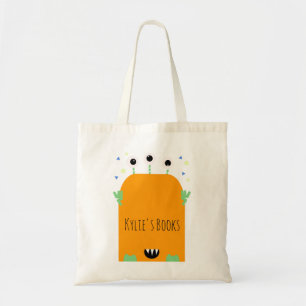 Bolsa Tote Kids Monster Orange Cartoon Library Book Toag